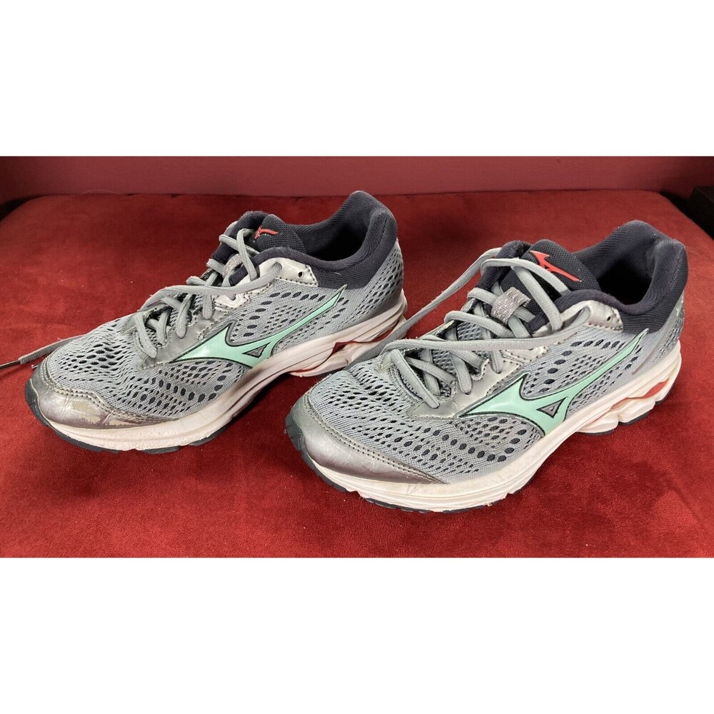 Mizuno Wave Rider Running Shoes (Women’s Size 7.5) • Gray & Jade • Sneakers EUC